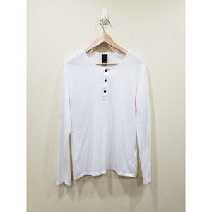 H&M | White Henley Long Sleeve | Medium Men